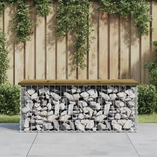 Gossi banca gradina, design gabion, 103x44x42 cm, lemn pin impregnat