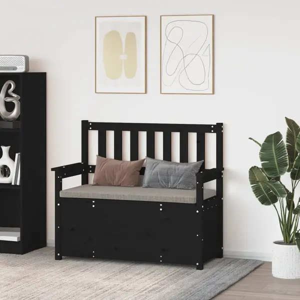 Gossi banca, negru, 112,5x51,5x96,5 cm, lemn masiv de pin