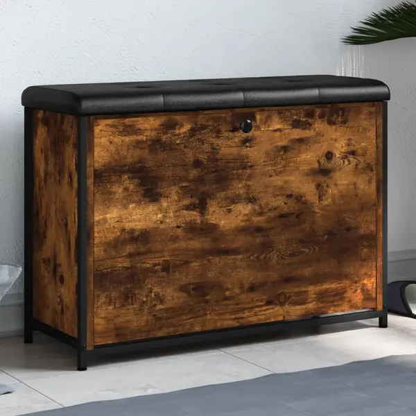 Gossi banca pantofi cu sertar rabatabil, stejar fumuriu, 82x32x56 cm