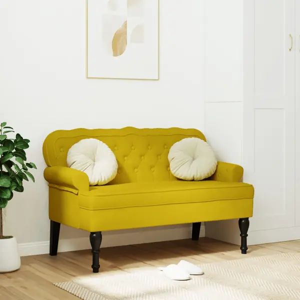 Gossi bancheta cu spatar, galben, 119,5x64,5x75 cm, catifea