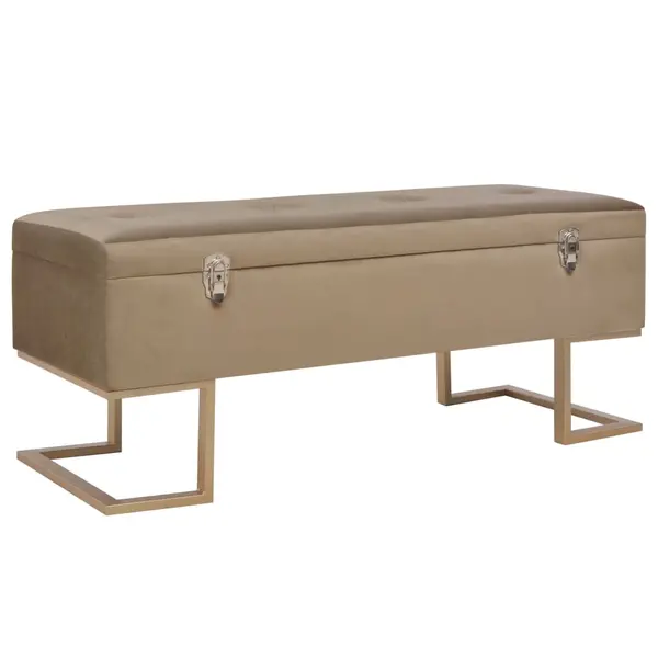 Gossi bancheta cu un compartiment de depozitare bej 105 cm catifea