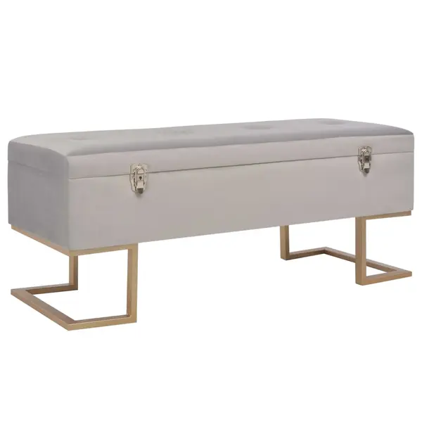 Gossi bancheta cu un compartiment de depozitare gri 105 cm catifea