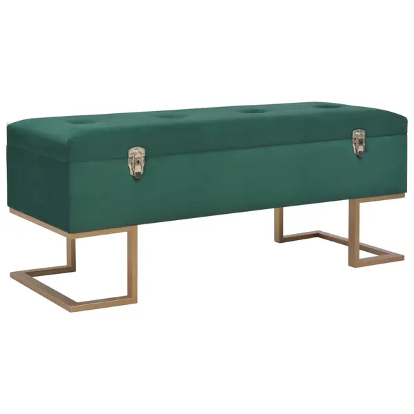Gossi bancheta cu un compartiment de depozitare verde 105 cm catifea