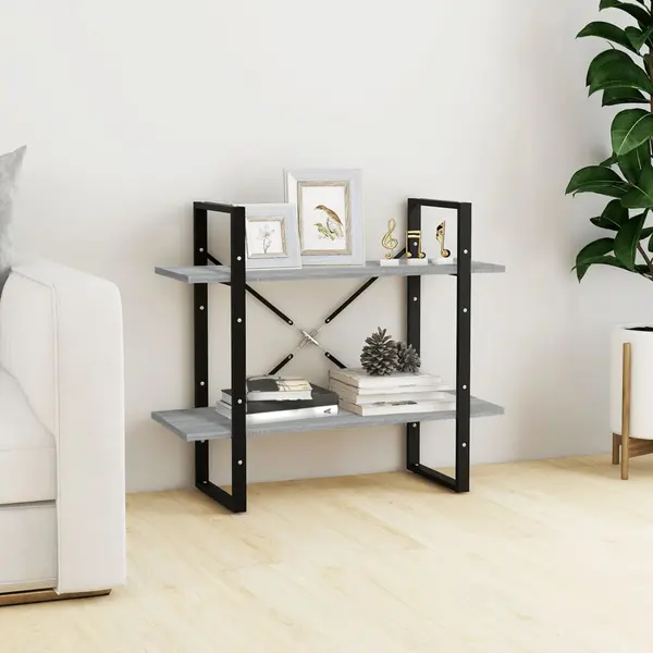 Gossi biblioteca 2 niveluri gri sonoma 80x30x70 cm lemn compozit