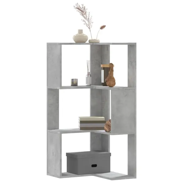 Gossi biblioteca 3 niveluri gri beton 50x50x102 cm lemn prelucrat