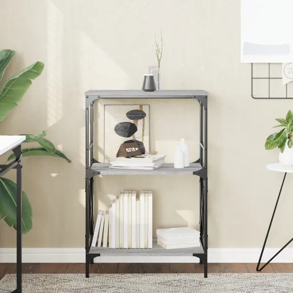 Gossi biblioteca 3 niveluri gri sonoma 59x35x90,5 cm, lemn prelucrat