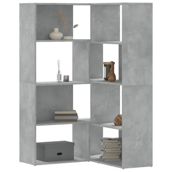 Gossi biblioteca 4 niveluri gri beton 85x85x140 cm lemn prelucrat