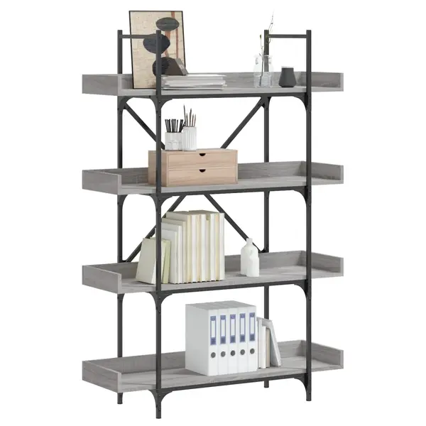 Gossi biblioteca 4 niveluri gri sonoma 100x33x145,5 cm lemn prelucrat