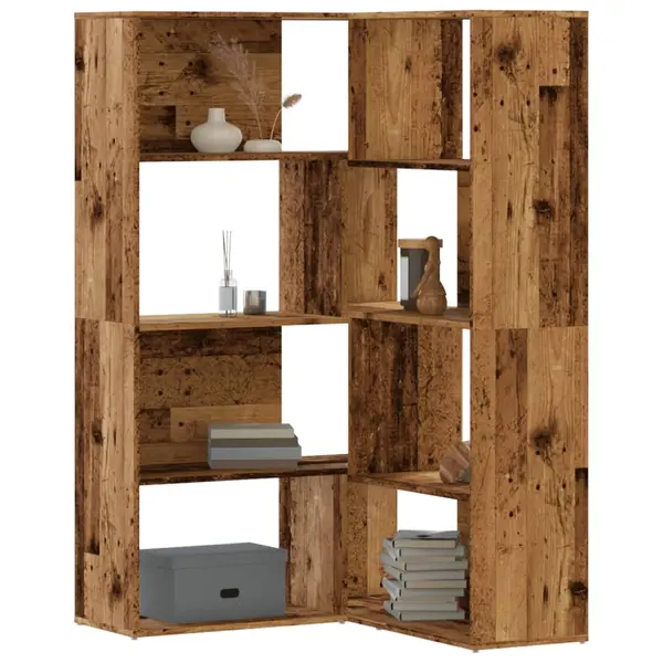 Gossi biblioteca 4 niveluri lemn vechi 85x85x140 cm lemn prelucrat