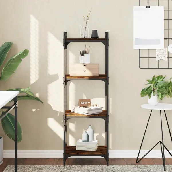 Gossi biblioteca 4 niveluri stejar afumat 40x30x120 cm lemn prelucrat