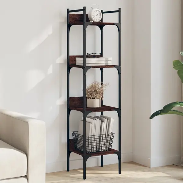 Gossi biblioteca 4 niveluri stejar maro 35x30x138,5 cm lemn prelucrat