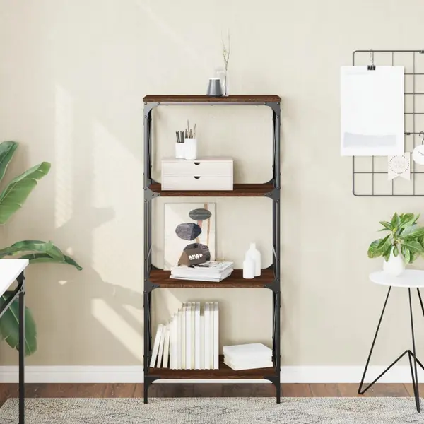 Gossi biblioteca 4 niveluri, stejar maro 59x35x132 cm, lemn prelucrat