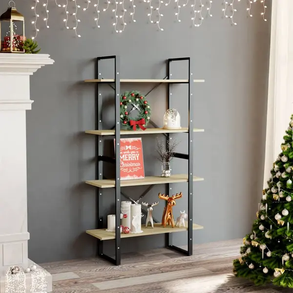 Gossi biblioteca 4 rafturi stejar sonoma 80x30x140 cm lemn prelucrat
