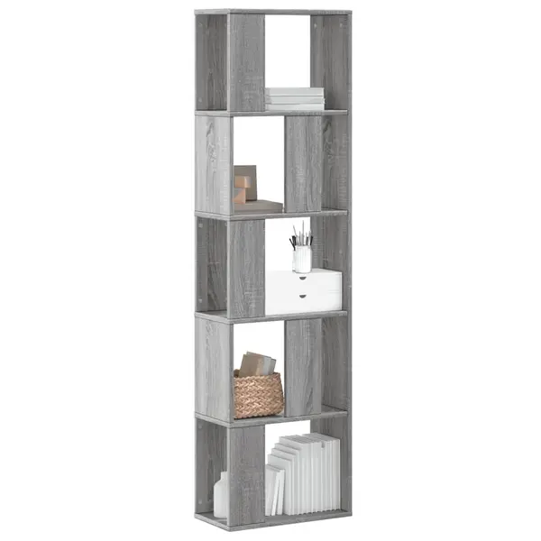 Gossi biblioteca 5 niveluri gri sonoma 45x23,5x162,5cm lemn prelucrat