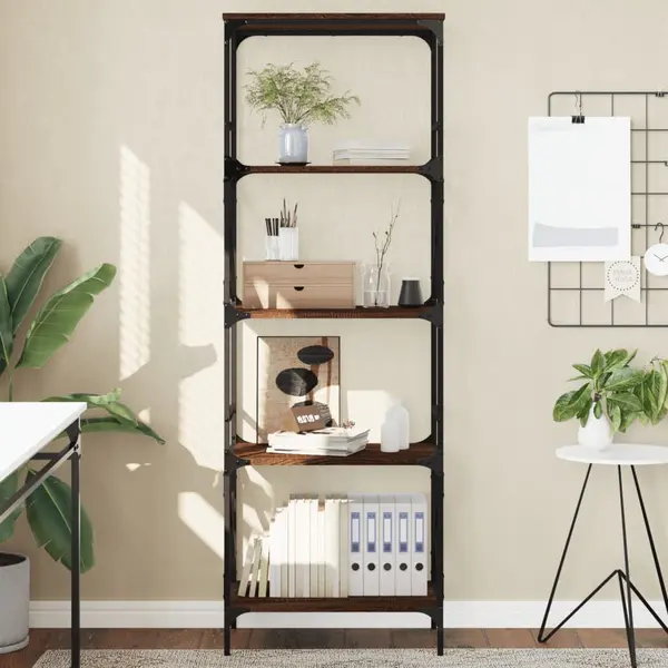 Gossi biblioteca 5 niveluri, stejar maro, 59x35x171cm, lemn prelucrat