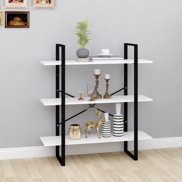 Gossi biblioteca, alb, 100x30x105 cm, pal