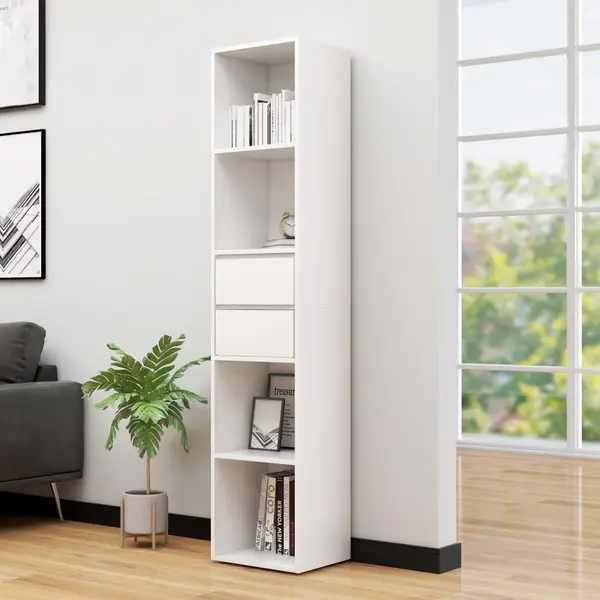 Gossi biblioteca, alb, 36x30x171 cm, lemn prelucrat