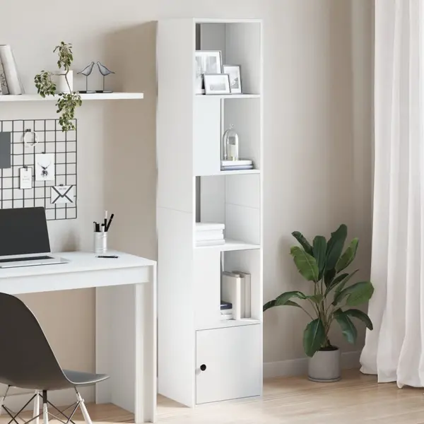 Gossi biblioteca, alb, 40x36x189 cm, lemn prelucrat