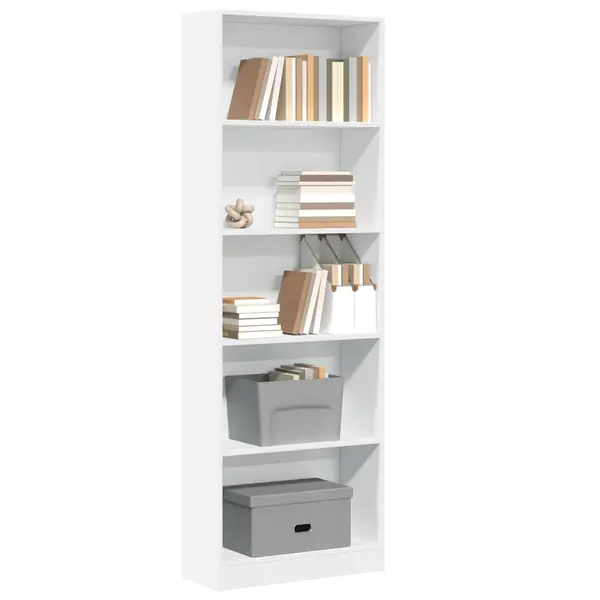 Gossi biblioteca, alb, 60x24x176 cm, lemn prelucrat