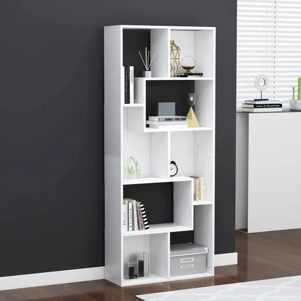 Gossi biblioteca, alb, 67x24x161 cm, lemn prelucrat