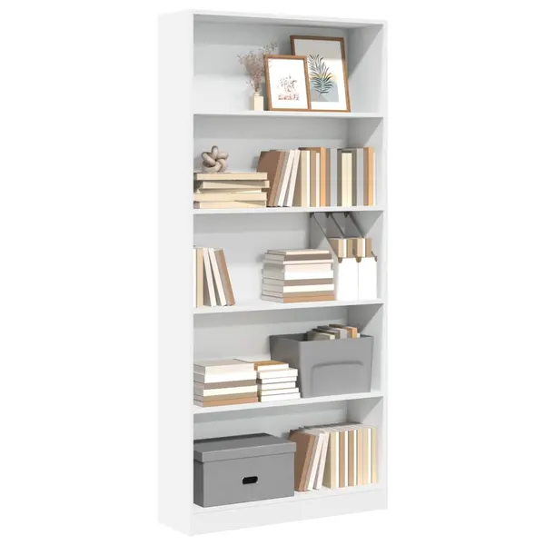 Gossi biblioteca, alb, 80x24x176 cm, lemn prelucrat