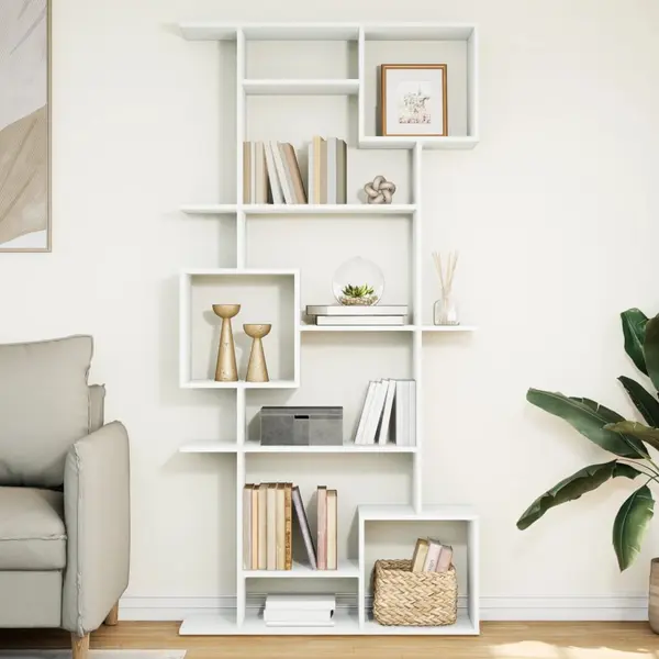 Gossi biblioteca, alb, 92x29x188 cm, lemn prelucrat