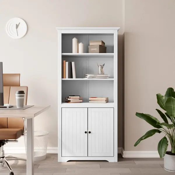Gossi biblioteca bodo, alb, 82x40x173 cm, lemn masiv de pin