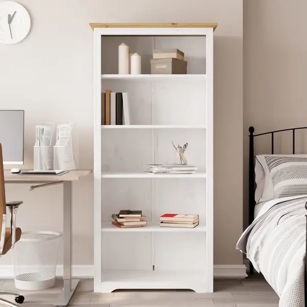 Gossi biblioteca bodo, maro, 82x40x173 cm, lemn masiv pin, 5 rafturi