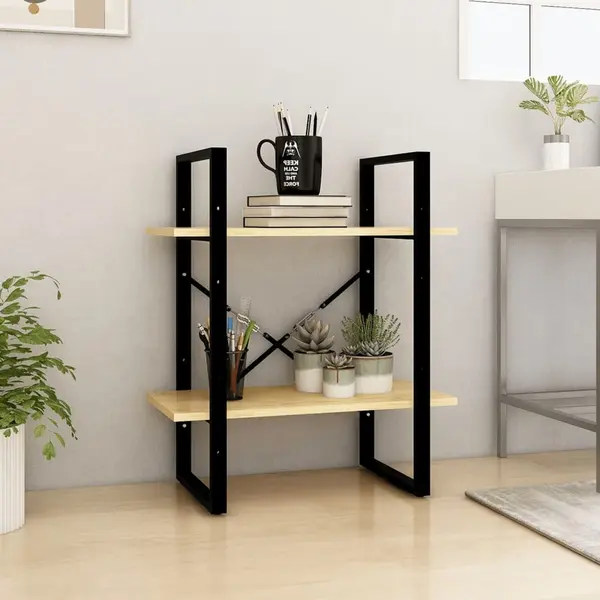 Gossi biblioteca cu 2 rafturi, 60x30x70 cm, lemn masiv de pin