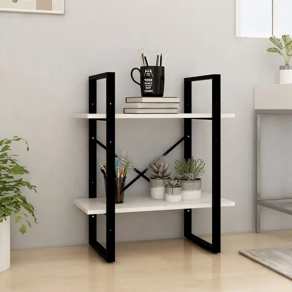 Gossi biblioteca cu 2 rafturi, alb ,60x30x70 cm, lemn masiv de pin