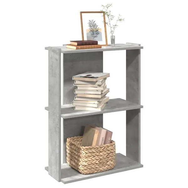 Gossi biblioteca cu 3 niveluri, gri beton, 60x30x80 cm lemn prelucrat