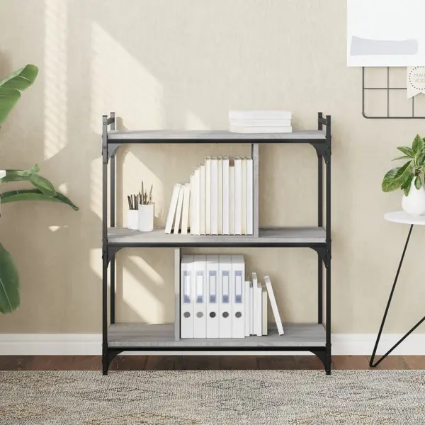 Gossi biblioteca cu 3 niveluri gri sonoma 76x32x88 cm lemn compozit