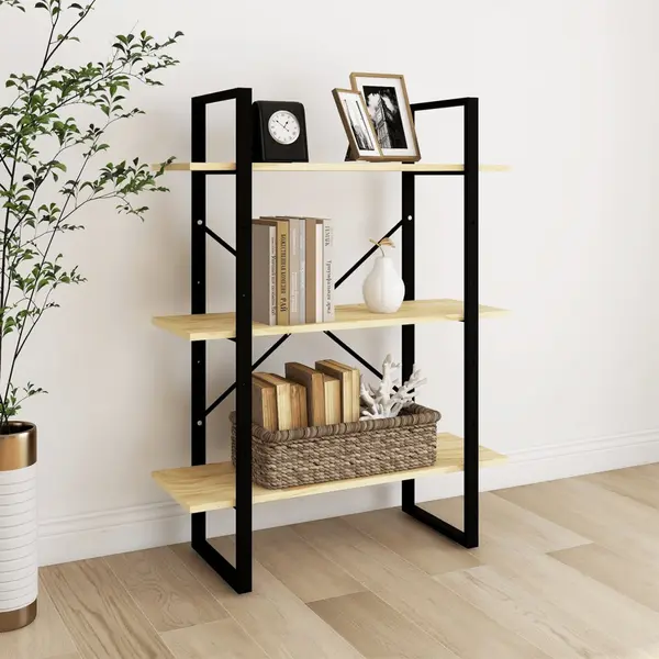Gossi biblioteca cu 3 rafturi, 80x30x105 cm, lemn masiv de pin