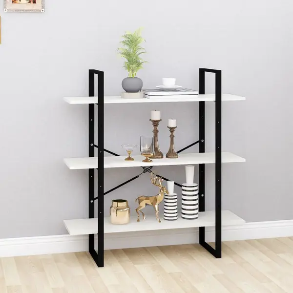 Gossi biblioteca cu 3 rafturi, alb, 100x30x105 cm, lemn masiv de pin