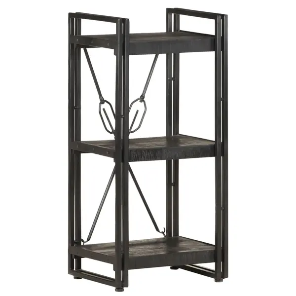 Gossi biblioteca cu 3 rafturi, negru, 40x30x80 cm, lemn masiv mango