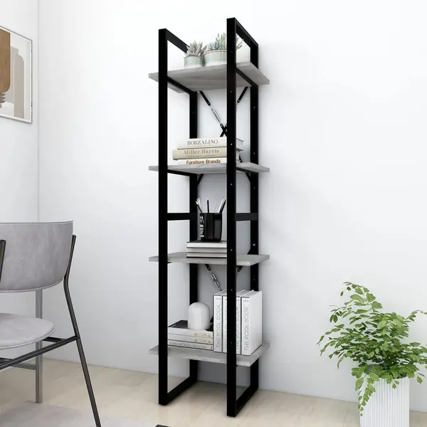 Gossi biblioteca cu 4 niveluri gri sonoma 40x30x140 cm lemn compozit