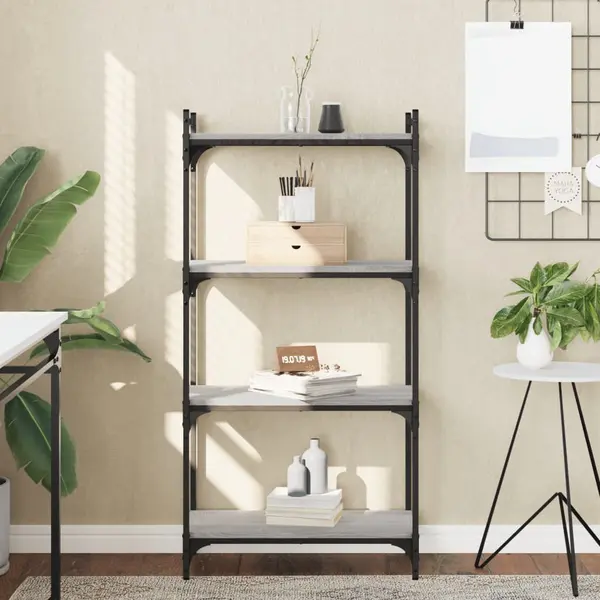 Gossi biblioteca cu 4 niveluri gri sonoma 60x30x120 cm lemn prelucrat
