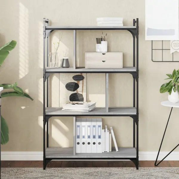 Gossi biblioteca cu 4 niveluri gri sonoma 76x32x123 cm lemn compozit