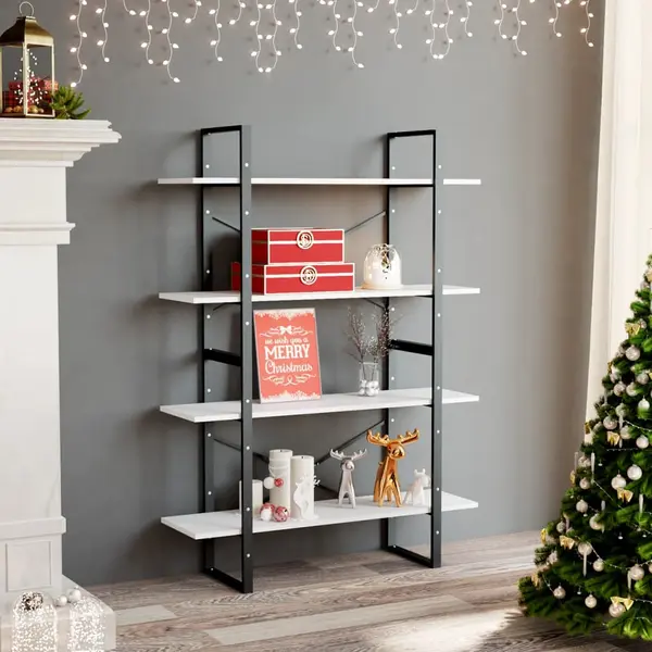 Gossi biblioteca cu 4 rafturi, alb, 100x30x140 cm, pal