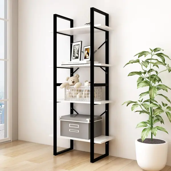 Gossi biblioteca cu 4 rafturi, alb, 60x30x140 cm, lemn masiv de pin