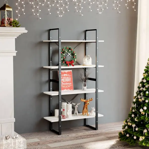 Gossi biblioteca cu 4 rafturi, alb, 80x30x140 cm, lemn masiv de pin