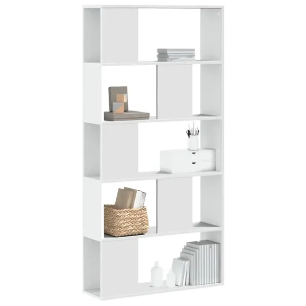 Gossi biblioteca cu 5 niveluri, alb 80,5x23,5x162,5 cm lemn prelucrat