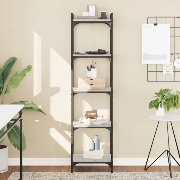Gossi biblioteca cu 5 niveluri gri sonoma 40x30x154 cm lemn prelucrat