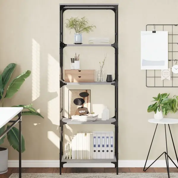 Gossi biblioteca cu 5 niveluri gri sonoma 59x35x171 cm lemn prelucrat