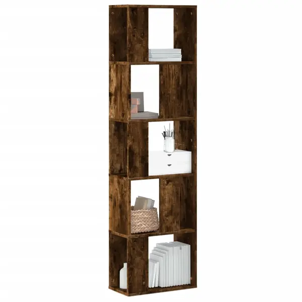 Gossi biblioteca cu 5 niveluri stejar fumuriu 45x23,5x162,5 cm lemn