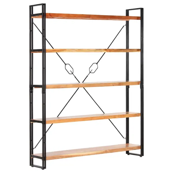 Gossi biblioteca cu 5 rafturi, 140x30x180 cm, lemn masiv de acacia