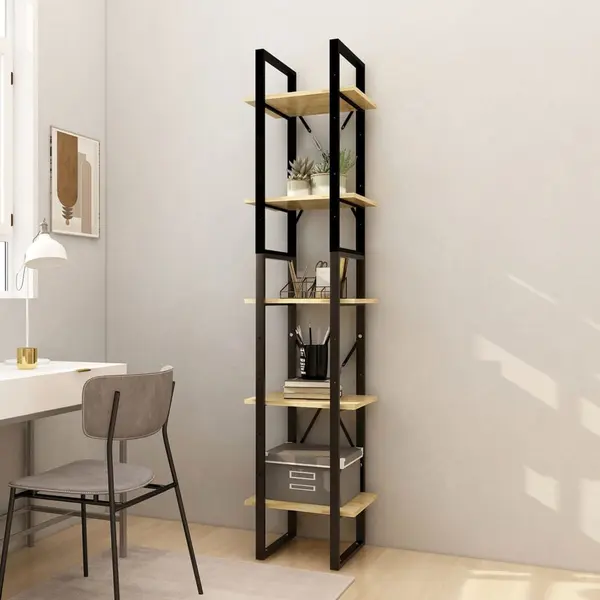 Gossi biblioteca cu 5 rafturi, 40x30x175 cm, lemn masiv de pin