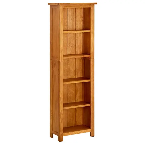 Gossi biblioteca cu 5 rafturi, 45x22x140 cm, lemn masiv de stejar