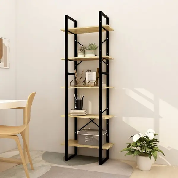 Gossi biblioteca cu 5 rafturi, 60x30x175 cm, lemn masiv de pin