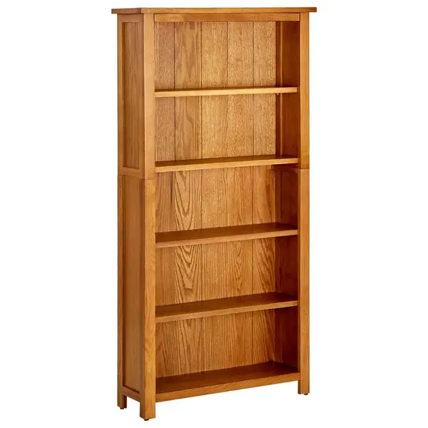 Gossi biblioteca cu 5 rafturi, 70x22x140 cm, lemn masiv de stejar